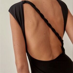 Reformation Black Backless Twist Dress